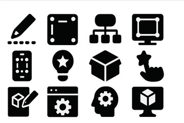 Poster - Vector illustration icons representing design, technology, and creativity in a minimalist style suitable for various digital projects