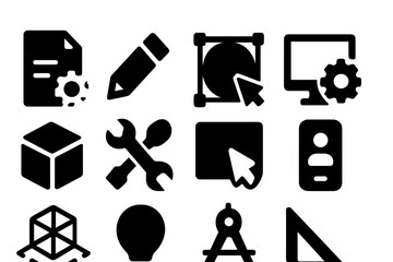 Fototapete - Vector illustration icons representing design tools and elements for creative projects in graphic design