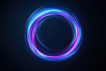 Poster - Digital blue and purple tech circle creates a vibrant visual experience on a dark background