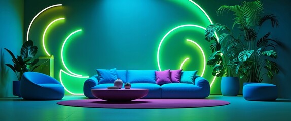 Wall Mural - colorful neon green and neon blue color abstract background