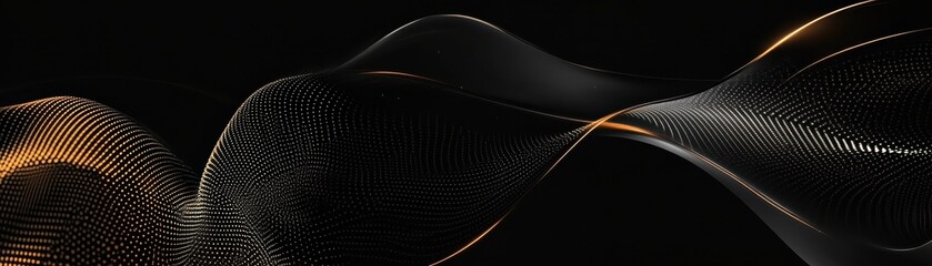 Fototapete - Abstract Dark Wave Background with Golden Glowing Particles in a Modern Futuristic Style Perfect for Wallpaper or Digital Design Elements