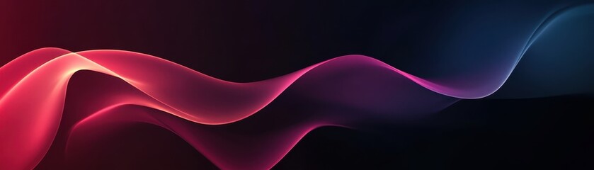 Fototapete - Abstract Flowing Wave Design with Red to Blue Gradient on a Dark Background Glowing Wavy Lines Background for Modern Art Design and Futuristic Technology Theme