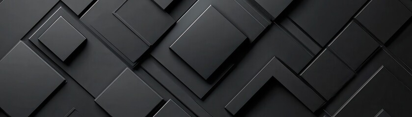 Leinwandbilder - Abstract Geometric Black Rhombus Pattern Background with Modern Dark Texture Design, Rectangular Shapes and Diagonal Lines with Gray Elements for Decorative Wallpaper