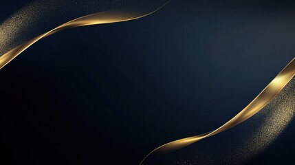 Fototapete - Abstract Golden Sparkle Waves on Dark Blue Background for Elegant Luxury Design with Shimmering Glitter Particles Perfect for Festive Celebrations and Decorative Art