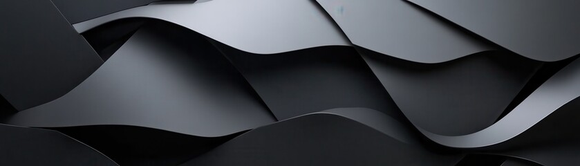 Fototapete - Abstract Gray Paper Layers Background with Dynamic Curves and Shadow Play Modern Design Featuring Geometric Shapes and Textural Folds in a Stylish Presentation with Metallic Accents