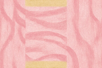 Aufkleber - Subtle pink and yellow abstract pattern with wavy lines creates sweet and calming visual effect. design features textured appearance, adding depth and interest to composition