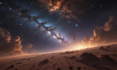 Wall Mural - vast cosmic dust clouds illuminate countless stars, creating a breathtaking celestial tapestry , neb