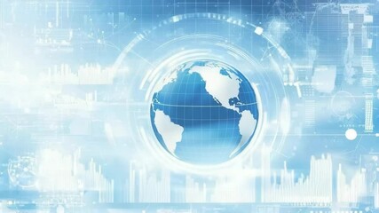 Fototapete - Futuristic Digital Interface with Globe and Data Visualization Elements for Global Connectivity Concept
