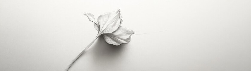 Aufkleber - Delicate Leaf Still Life in Monochrome Grayscale with Detailed Veins Textured Background Neutral Tones Minimalist Design Fresh Botanical Organic Element and Copy Space