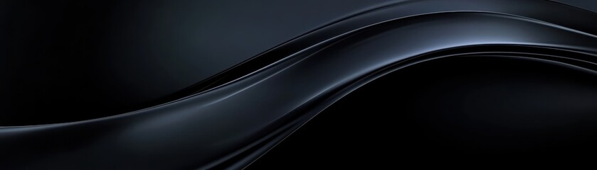 Fototapete - Elegant Dark Abstract Background with Smooth Wavy Lines and Dynamic Flowing Curves in a Modern Style Featuring a Shiny Gradient and Minimalist Design