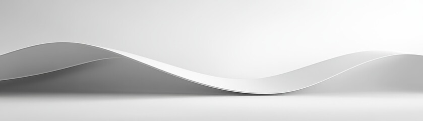 Aufkleber - Minimalist White Wave Pattern Background with Soft Shadows for Creative Designs and Modern Presentation Backdrop with Clean Lines and Smooth Texture in Neutral Monochrome Tones