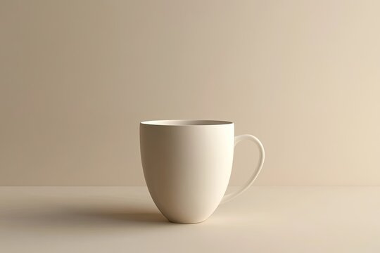 Simple, Cream-Colored Mug on a Beige Surface