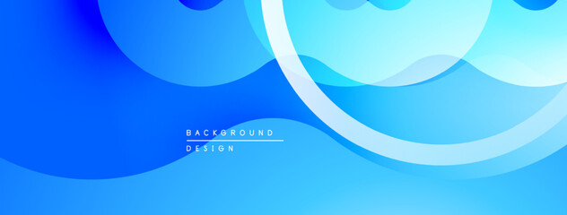 Aufkleber - Abstract blue background. Smooth curves overlap creating dynamic visual effect. Modern design suitable for digital projects.