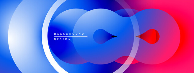 Leinwandbilder - Abstract design features overlapping circles, vibrant blue transitioning to pink. Modern aesthetic, clean lines, dynamic composition.