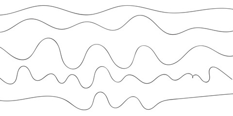 Poster - set of thin line waves vector. wave line set. zigzag. vector. deferent types of wave lines. abstract