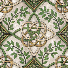 Poster - Intricate leafy pattern with intertwining designs.
