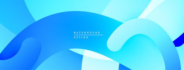 Fototapete - Abstract blue background. Smooth shapes overlap creating dynamic composition. Modern design element for digital projects.
