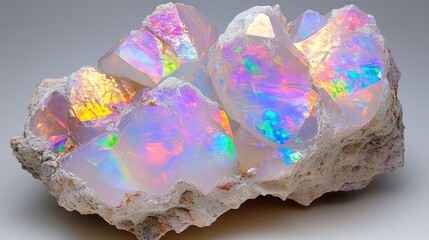 Poster - Colorful Opal Crystal Rock with Iridescent Patterns and Texture