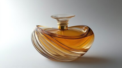 Poster - Elegant Swirling Glass Bottle with Golden Perfume Inside