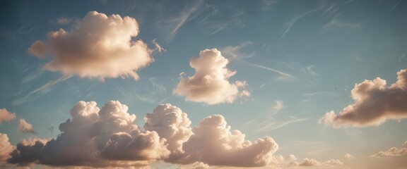 Wall Mural - faded retro sky, wispy clouds, distressed paper texture , dark, retro, ephemera