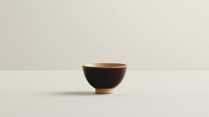 Poster - Elegant Brown Bowl on Minimalist Surface with Soft Lighting