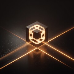 Poster - Geometric abstraction with luminous lines showcasing a stylized interlocking hexagon
