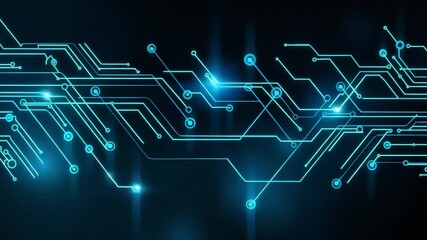 Poster - Futuristic circuit design in blue and black, highlighting connectivity and technology