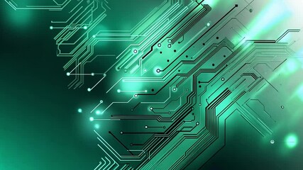 Poster - Vibrant green abstract circuit design representing technology and innovation in a modern space