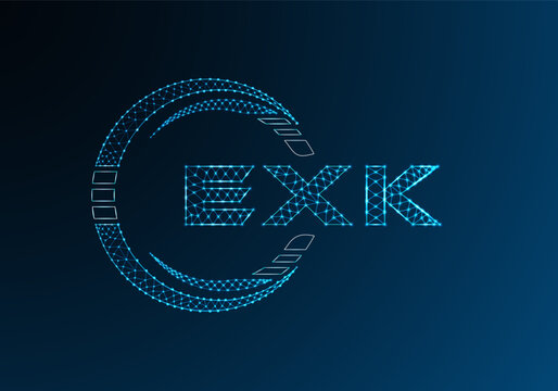 EXK low poly letter logo vector design. EXK lower poly logo design. Low poly logo.