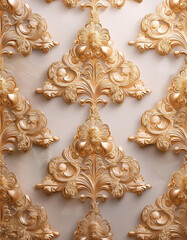 Poster - Golden floral ornament background with intricate details and elegant design, ideal for luxury and decorative applications.