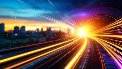 Poster - Dynamic Light Trails Creating Vibrant Energy in Urban Landscape