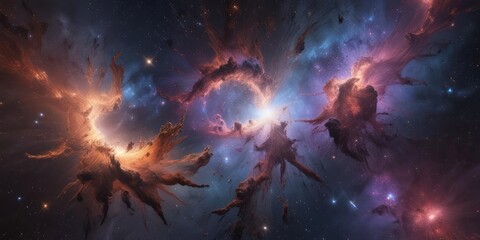 Wall Mural - abstract swirling nebulae, star clusters, cosmic dust, background, fantasy, whirlpool