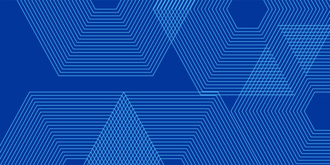 Poster - Hexagon Blue Tech Finance Fintech Background Abstract Pixel Pattern Modern Simple Abstract