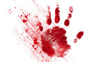 a bloody handprint with red smears  isolated on transparent background
