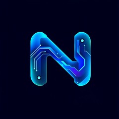 Poster - Futuristic letter 'N' with circuit board design, embodying technology concept