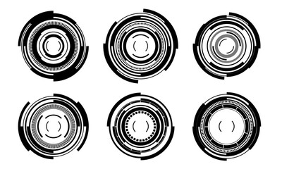 Poster - Set of sci fi black circle user interface elements technology futuristic design modern creative on white background vector