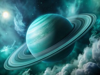Wall Mural - celestial orb: uranus, ice giant planet, cosmic wonder, deep space exploration