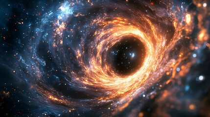 Wall Mural - Fiery cosmic vortex in deep space.
