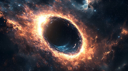 Wall Mural - Fiery cosmic vortex in a swirling nebula.