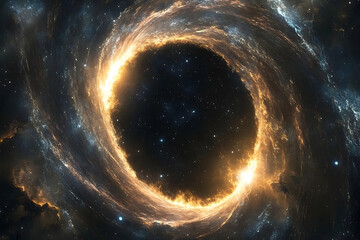 Wall Mural - Cosmic vortex with fiery ring in deep space.
