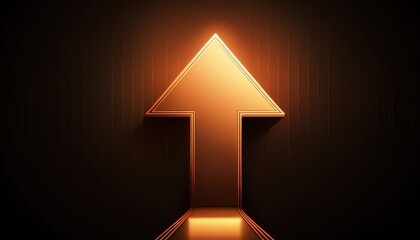Aufkleber - golden upward arrow graphic on dark background for business growth, web design, marketing visuals, branding assets, or motivational print materials


