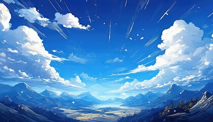 Aufkleber - dreamy panoramic sky illustration with glowing clouds and radiant sunlight perfect for web design, digital art, posters, or branding background