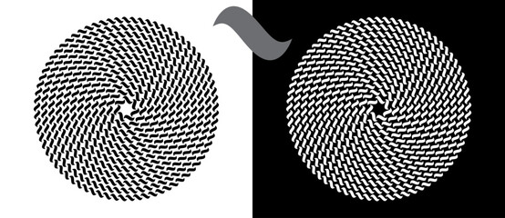 Fototapete - Modern abstract background. Waves in circle form. Spiral logo or icon, design element. Black shape on a white background and the same white shape on the black side.