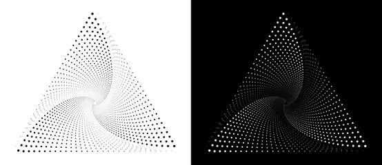 Fototapete - Triangle with dots in spiral form. A black figure on a white background and an equally white figure on the black side.