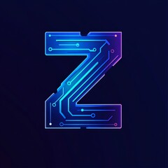 Poster - Futuristic letter Z shaped with electronic circuit glowing on dark background