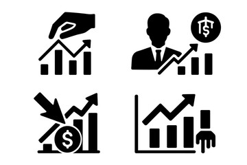 Poster - Vector illustration icons depicting financial growth, investment strategies, and economic trends