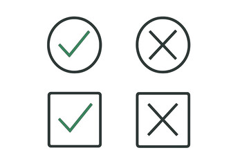 Fototapete - Vector illustration of check and cross icons in various shapes and styles for user interface design