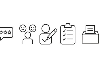 Poster - Vector illustration of feedback and evaluation process with user reviews, satisfaction indicators, and checklist icons