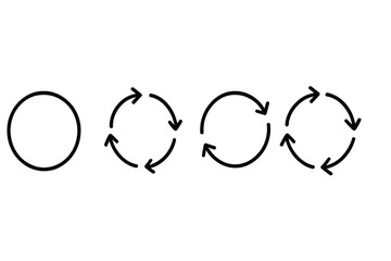 Poster - Circular vector illustration showing the evolution of arrows indicating continuous movement and flow in a simplified design style