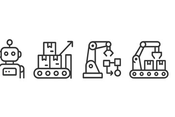 Poster - Modern automation processes with robots, conveyor belts, and packaging in a streamlined production environment
